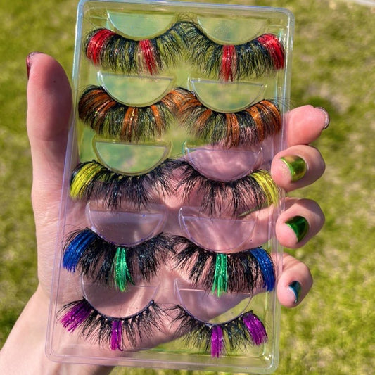 Rainbow Glitter Faux Mink lash Set