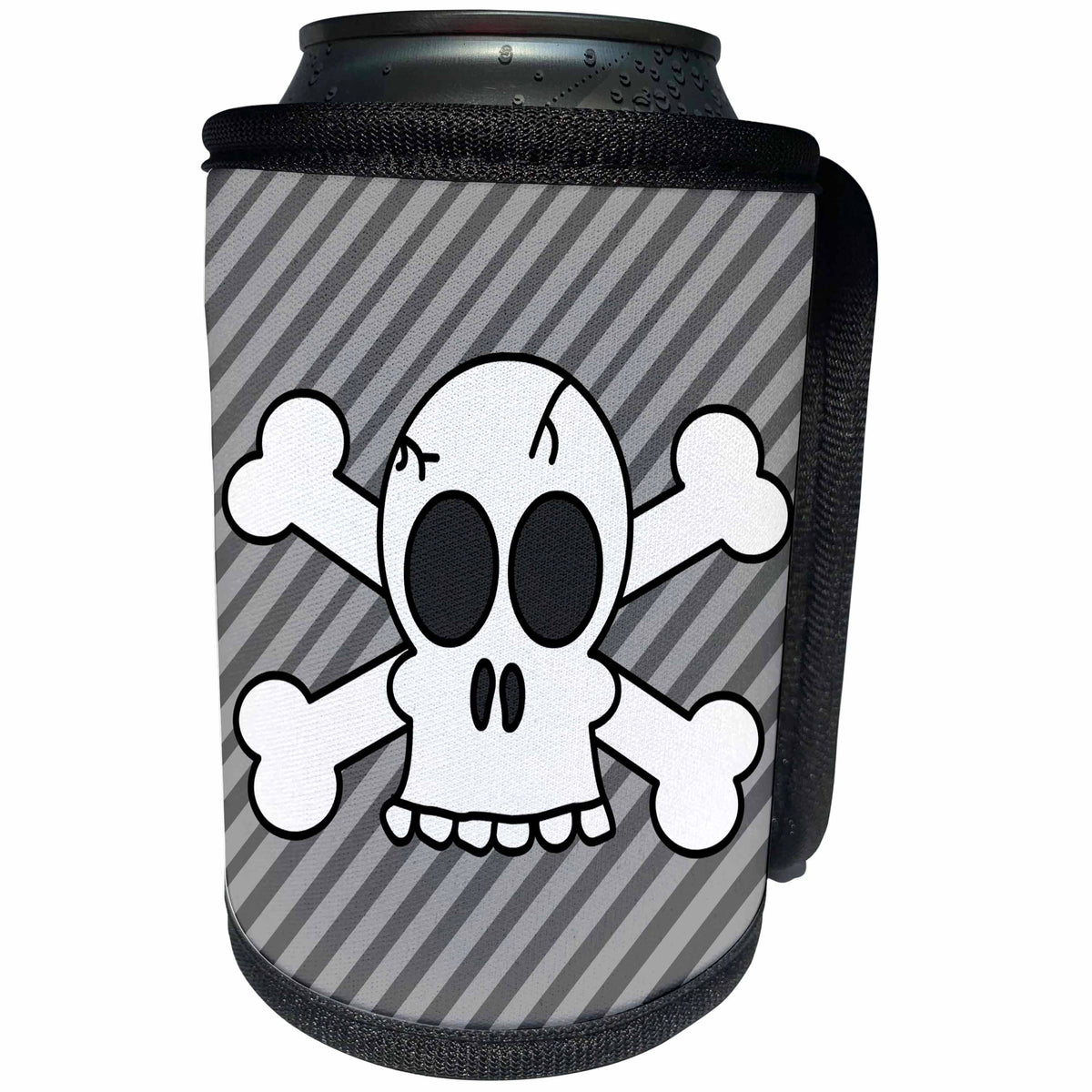 Goth Punk Skull and Crossbones Can Cooler Bottle Wrap