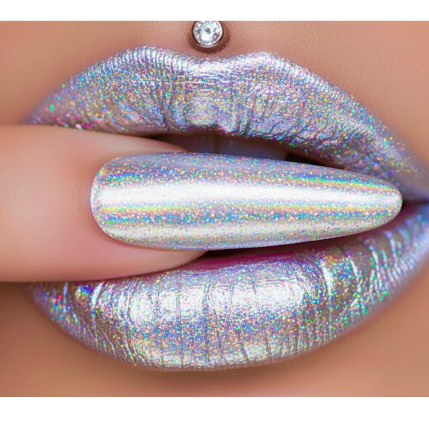 Holographic Rainbow Glitter Liquid Lipstick "Void"