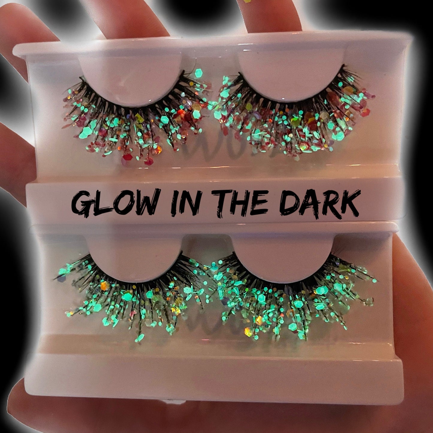 "Rebirth" Glitter Lashes GLOW IN DARK