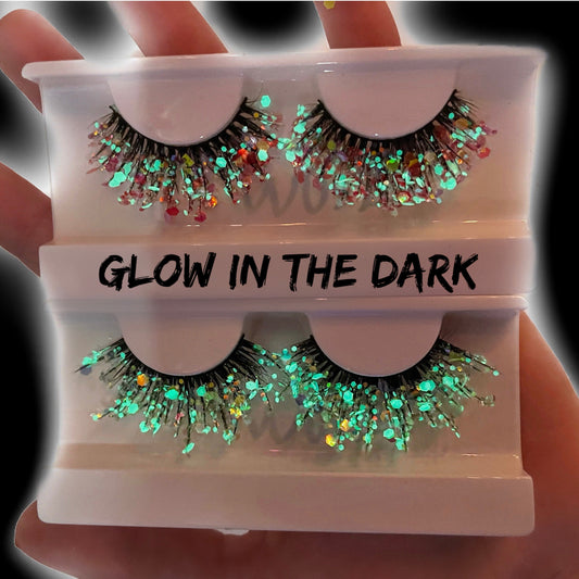 "Everything Nice" Glitter Lashes GLOW IN DARK