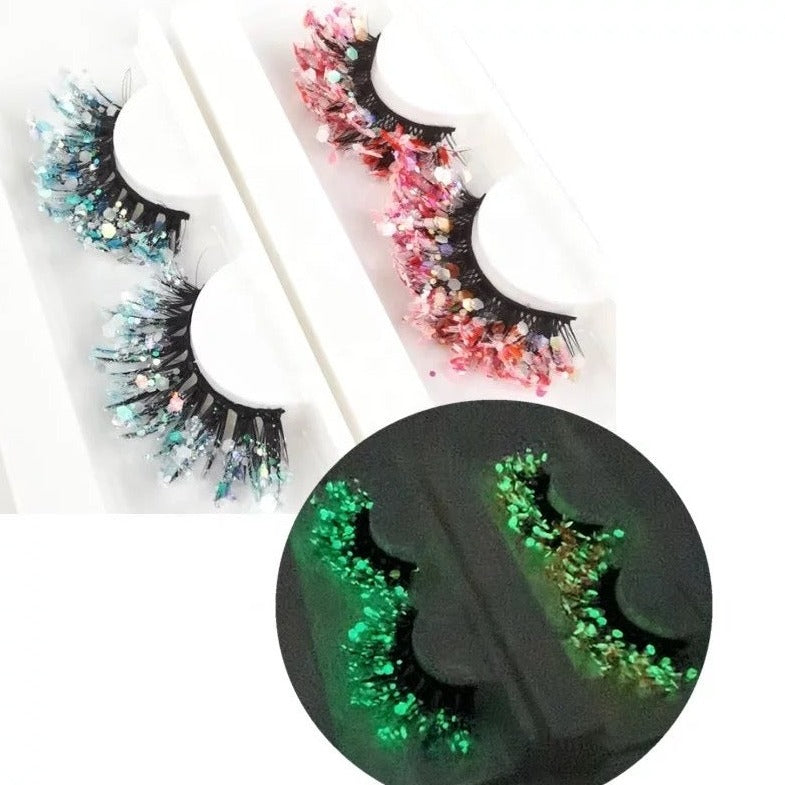 "Night Highlight" Glitter Lashes GLOW IN DARK