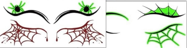 Glow in the dark temporary face tattoos (set of two pairs)