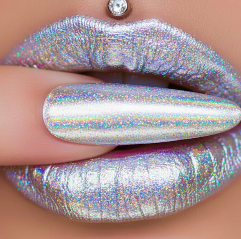 Holographic Rainbow Glitter Liquid Lipstick "Void"