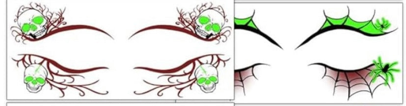 Glow in the dark temporary face tattoos (set of two pairs)