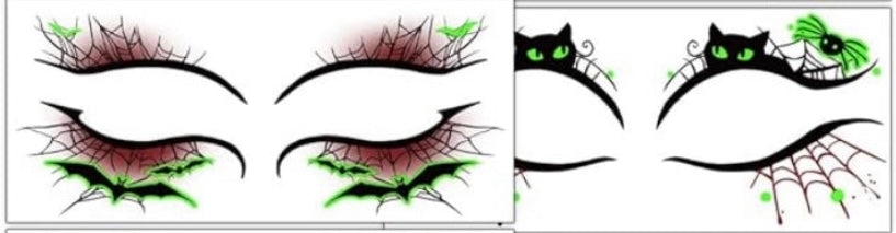 Glow in the dark temporary face tattoos (set of two pairs)
