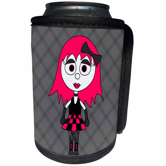 Cute Goth Punk Girl Can Cooler Wrap