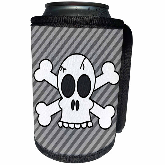 Goth Punk Skull and Crossbones Can Cooler Bottle Wrap