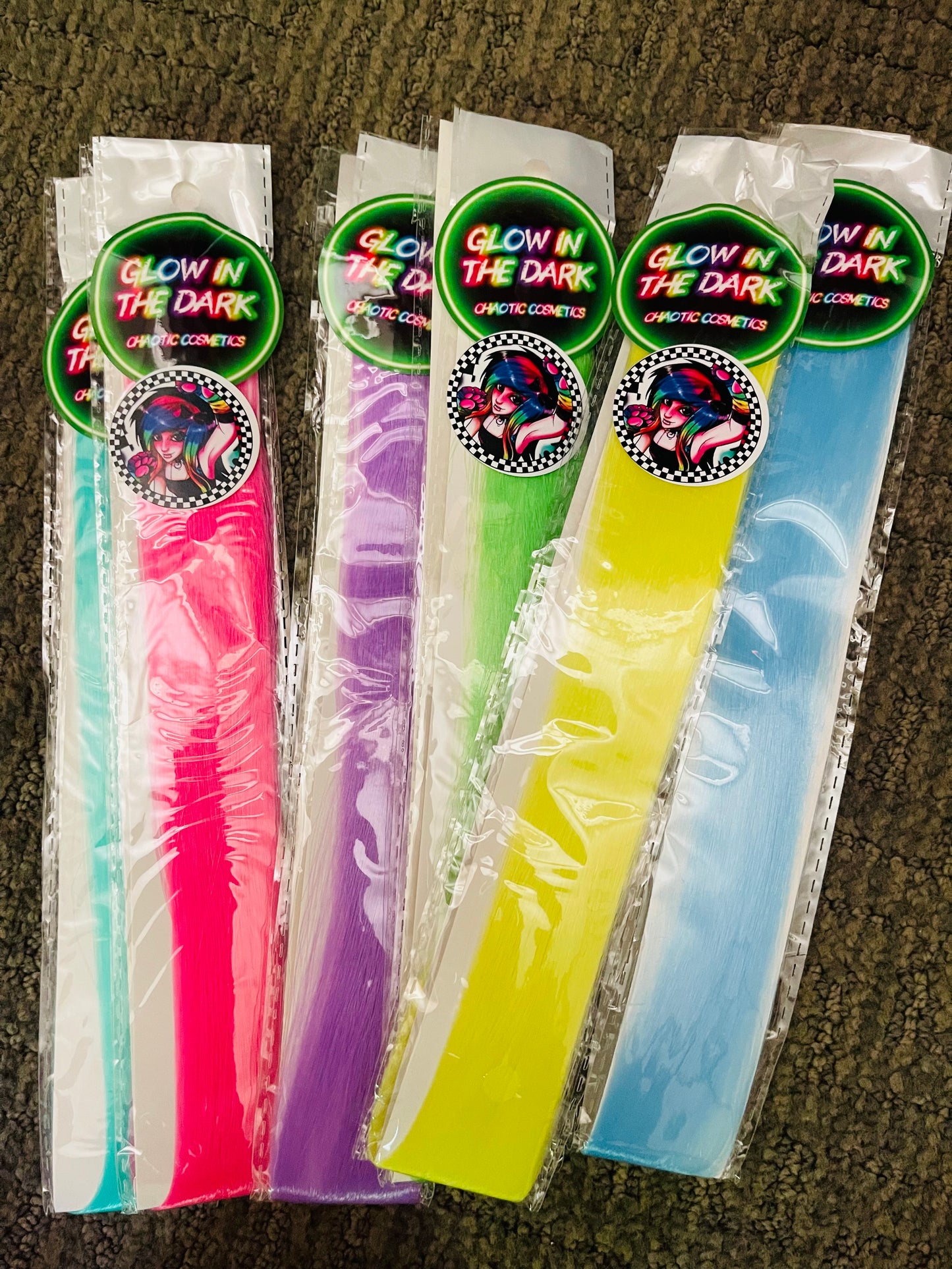 Glow In Dark Hair Extension Set (10pc)